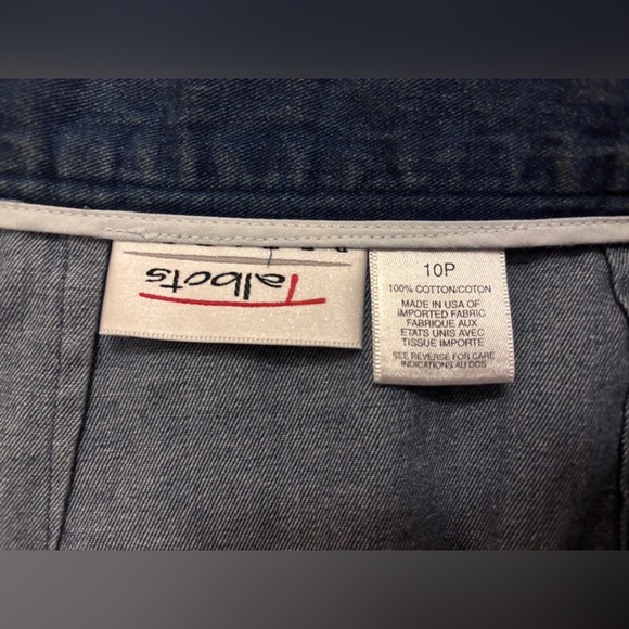 Talbots Vintage 90s Y2K Preppy Basic Blue Denim Maxi Wrap Skirt - Petite Size 10 - Picture 6 of 7